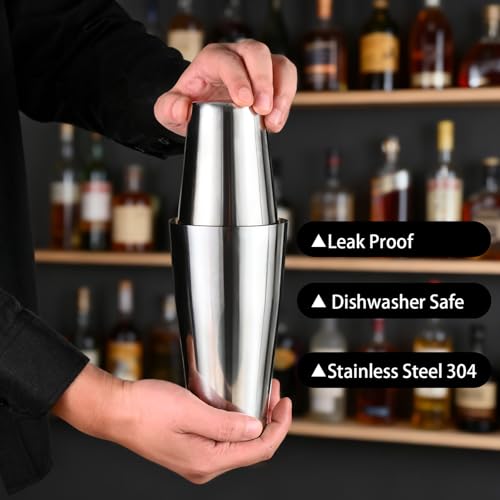 Plat Star Bulk Cocktail Shakers Bartending - 6pc Boston Bar Shaker Tins Stainless Steel, Commercial 18oz 28oz Metal Shakin...