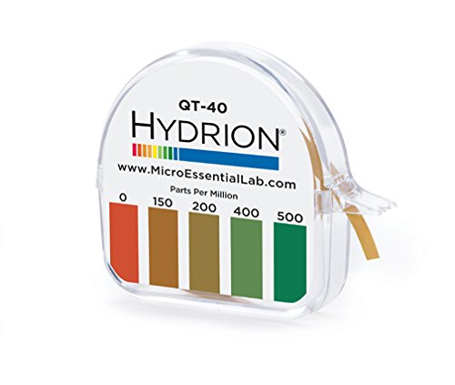 Hydrion QT-40 Quaternary SANITIZER Solution Test Tape for Testing 0-500 ppm Ranges - QUAT Tape & Color Chart - Tests Quaternary Ammonium Sanitizer Solutions in Restaurants, Bars, Daycare - 15 Ft Roll