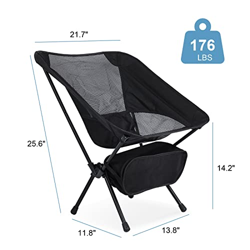 Lightweight Chair Folding Camping Chairs, Backpacking Chair Ultralight Hiking Chairs, Compact Camping Chairs, 176 lbs Weig...