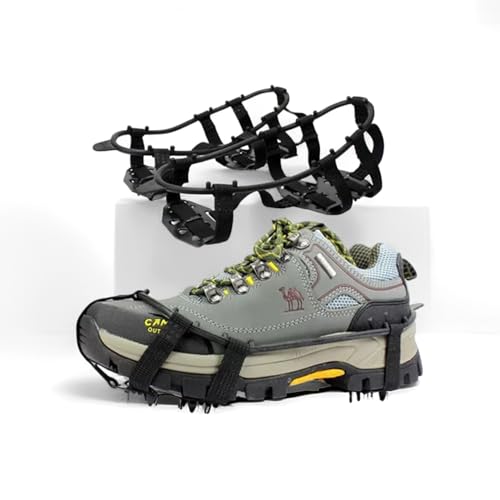 24-Tooth Steel Spikes Shoe Covers - Non-Slip Ice & Snow Grip for Hiking, Climbing, Walking, Running & Hunting