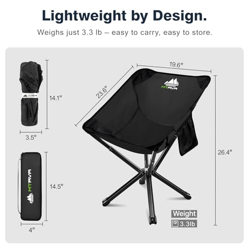 MTRVR Lightweight Folding Camping Chair — Compact One-Piece Design, Quick Setup, Stable Aluminum Frame, Portable Chair for...