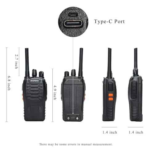 BAOFENG BF-88A Walkie Talkies Handheld FRS Radio License-Free Walkie Talkie for Adults Long Range 16 Channels Two Way Radio with USB C Charger Pack of 6