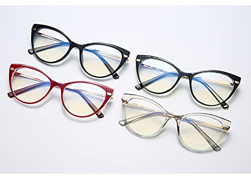 LJCZKA Blue Light Blocking Glasses Women Anti Eye satrain Computer Cat eye Eyeglasses Cateye Clear Frame