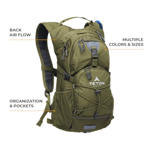 Teton Oasis/Trailrunner Hydration Backpack – Lightweight Water Pack with 2L/3L Bladder for Hiking, Running, Cycling, Bikin...