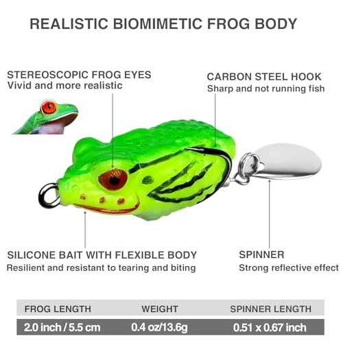 5PCS Frog Lures for TopWater Bass Fishing Lures,Freshwater and Saltwater Fishing Gear Kit for 2025 Xmas Surprise Gift