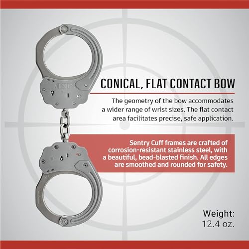 ASP Sentry Handcuffs, Professional Grade with Stainless Steel Frames, Forged Steel Bows, Dual-Sided Keyways, and Double Lo...
