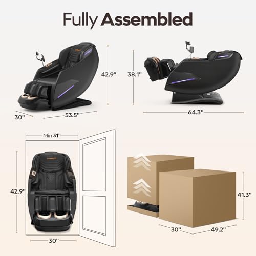 4D Massage Chairs Full Body,Zero Gravity SL-Track Shiatsu Massage Chair Recliner,Core Heating,20 Massage Techniques,Deep Y...