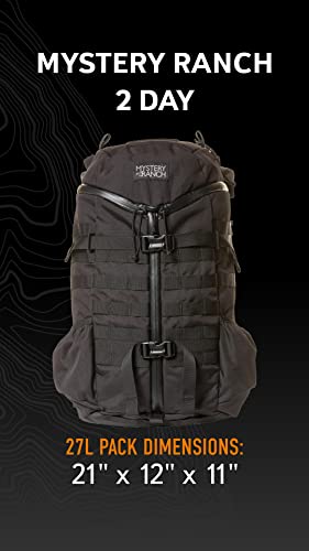 Mystery Ranch 2 Day Backpack – Tactical Daypack with Easy Access & Padded Computer Sleeve – Black, S/M
