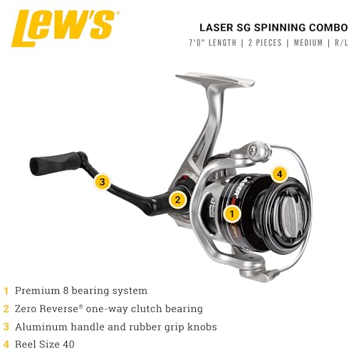 Lew's Laser LSG Speed Spin Spinning Reel and Fishing Rod Combo, IM6 Graphite Blank Fishing Rod, Right or Left-Hand Retriev...