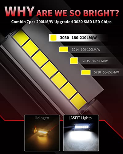 LASFIT Super Bright 42MM LED Festoon 41MM 211-2 578 212-2 LED Use for Dome Map Door Interior Door Trunk Glove Box Lights 6...