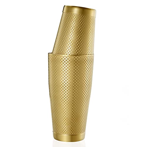 Barfly Diamond Lattice Shaker Set, Gold Plated