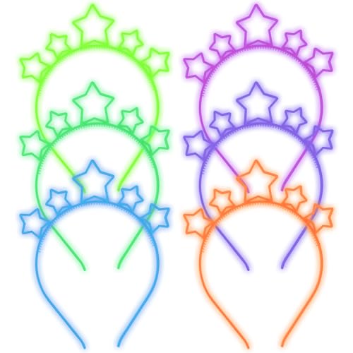 ZIRICHER Star Headband Glow In Dark,Luminous Star Plastic Hairbands with Teeth Cute Cartoon Hair Hoops for Girls Kids,Glow...