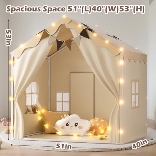 EagleStone 2-in-1 Kids Tent,Large Play Tent with Padded Mat and Lights,Kids Playhouse with 2 Doors & 4 Windows,2 Large Sid...