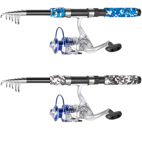 Tripquips Fishing Pole Combo, 6.9ft Telescopic Rods Set, Collapsible Fishing Rods 2PCS Spinning Reel Set with Carrier Bag ...