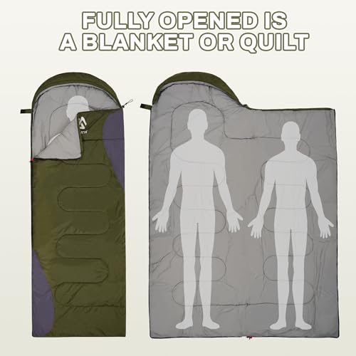 Elevon Sleeping Bag for Adults Teens Kids Cold Warm Weather, Portable Waterproof & Lightweight, Compact with Compression S...