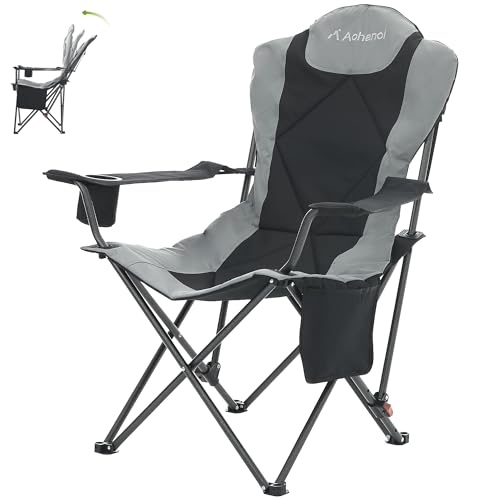 Aohanoi Camping Chairs, Portable Camp Chairs for Heavy People with Adjustable Angled Backrest, Outdoor Folding Camping Cha...