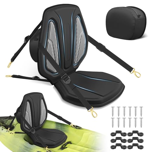 Vashly Kayak Seat with Back Support Universal Thicken Cushion Paddle Board Seat with Storage Bag for Sit-on-Top Kayak, Inf...