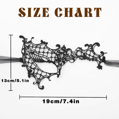 Bounzhi Black Lace Masquerade Mask for Women Costume EyeMask Party Ball Mardi Gras Accessory