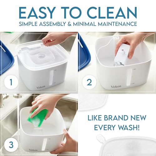 Veken Innovation Award Winner 95oz/2.8L Pet Fountain, Automatic Cat Water Fountain Dog Water Dispenser with Replacement Fi...