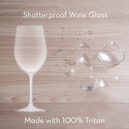 Vinjoy Set of 4 Reusable Plastic Wine Glasses ‒ 12 oz Clear Stemmed, Tritan BPA-Free Unbreakable Wine Glasses for Outdoor,...