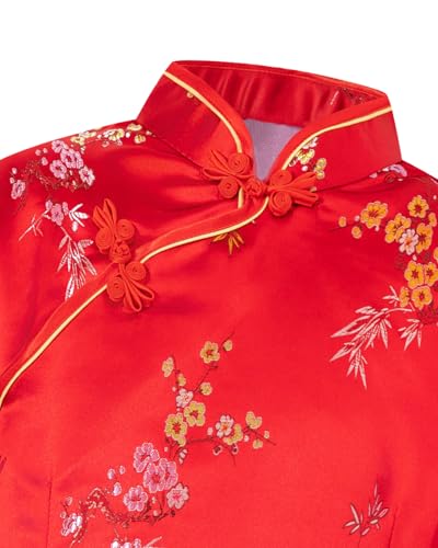Girls Chinese New Year Dress Long Sleeve Cheongsam Tang Suit Traditional Outfit Spring Festival Qipao
