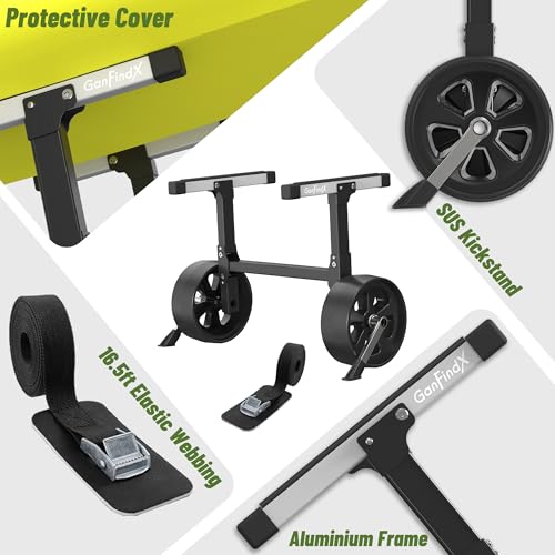 GanFindX Kayak Cart Heavy-Duty Aluminum Foldable Kayak Canoe Trolley with Adjustable Elastic Straps | Portable Lightweight...