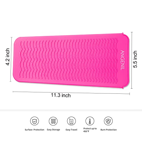 ANGENIL Resistant Silicone Mat Pouch for Hair Straightener Professional Beach Wave Curling Iron 2 in 1, Titanium Ceramic Flat Ir