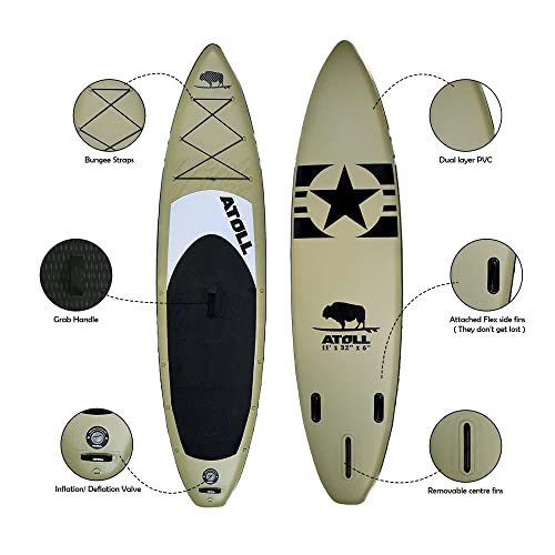 Atoll Inflatable Paddle Board with Premium SUP Stand Up Paddle Board Accessories & Back Pack, Non-Slip Comfort Deck for Un...