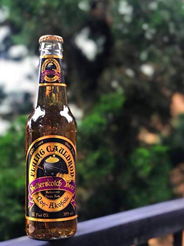 Flying Cauldron Butterscotch Beer, 12 Fl Oz (Pack of 4), Vanilla Cream Soda Brew, All- Natural, Non-Alcoholic and Caffeine free.