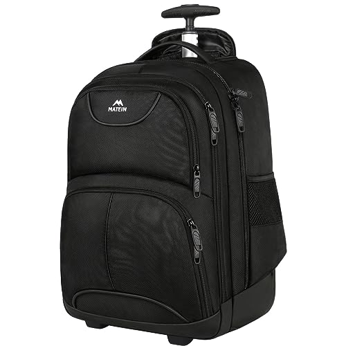 MATEIN Rolling Backpack, 17 inch Water Resistant Wheeled Laptop Backpack, Carry on Luggage Business Bag, Overnight College...