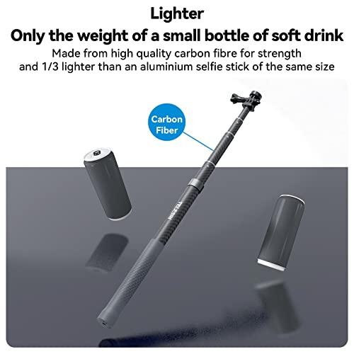 TELESIN G3 Extension Selfie Stick Pole (118"/3M 100% Carbon Fiber), Invisible Light Monopod for DJI Osmo Nano 360 Action 6...