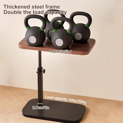Adjustable C Shaped Side Table, 360° Rotating Sofa End Table with Lift Top, TV Tray for Couch or Bedside Use(Brown)