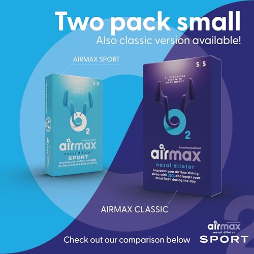Airmax Unisex Sport Nasal Dilators Two-Pack - Easy, Safe, and Comfortable Breathing Aid - Improves Airflow - Transparent - Small