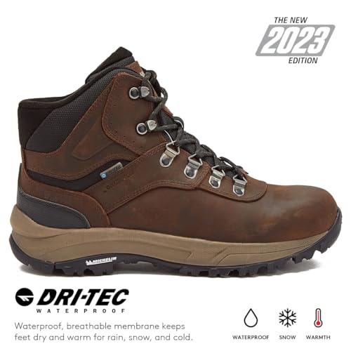 HI-TEC Men's Altitude VI I Waterproof Leather Hiking Boots - Black or Brown, Medium or Extra Wide