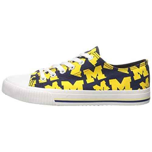 FOCO Michigan Wolverines NCAA Womens Low Top Repeat Print Canvas Shoes - 7