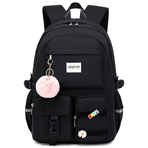 abshoo Big Student Laptop Backpack For College Women Middle High School Teen Girls Bookbag Travel Daypack (Black) | For Co...