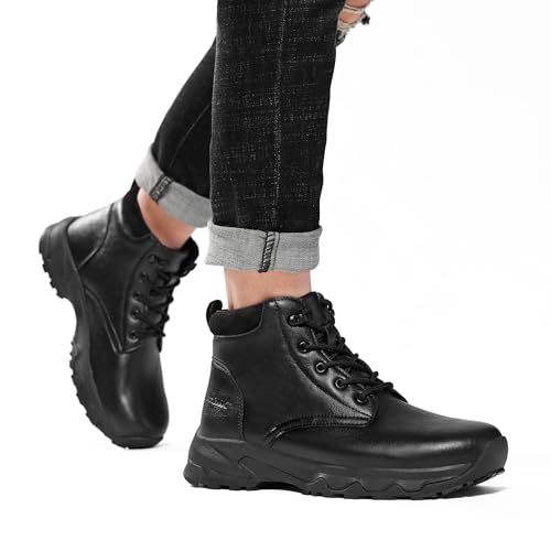 THEXCL Non Slip Work Shoes for Men Slip Resistant Leather Boots Waterproof, Slip Proof, Comfortable Outdoor Walking Shoes ...