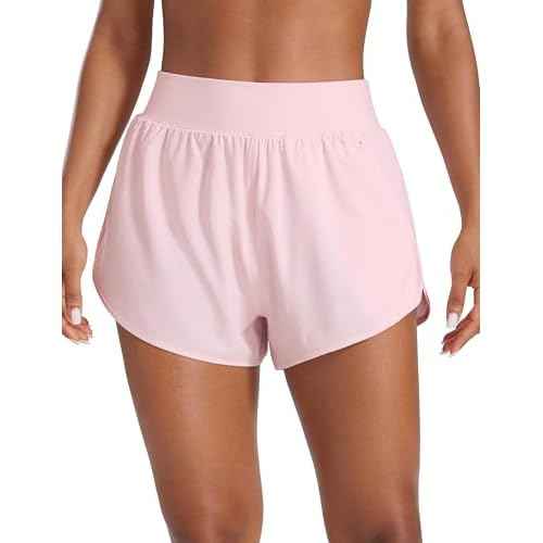 CRZ YOGA Dolphin Flat Waist Athletic Shorts for Women 3" - High Rise Quick Dry for Running Workout Gym Track with Zip Pockets