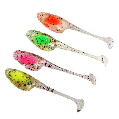 25Pcs Paddle Tail Swimbaits T Tail Baits with Storage Box Soft Fishing Lures for Trout Artificial Baits Fishing Lure