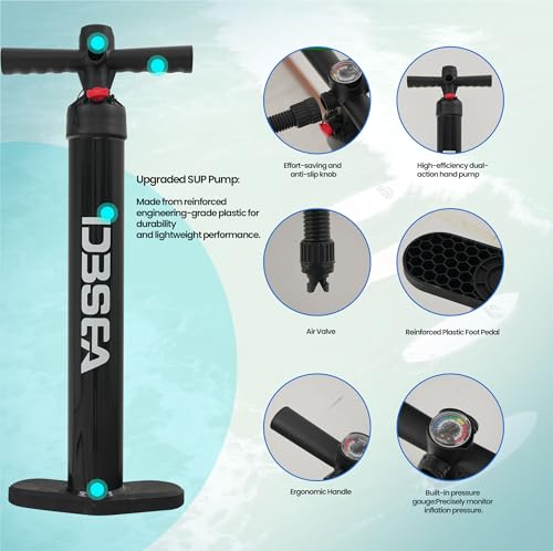 D3SEA 11 ft Inflatable Paddle Board with SUP Accessories, Non Slip EVA Deck, Extra Long Extra Wide iSUP, All Around Stand ...