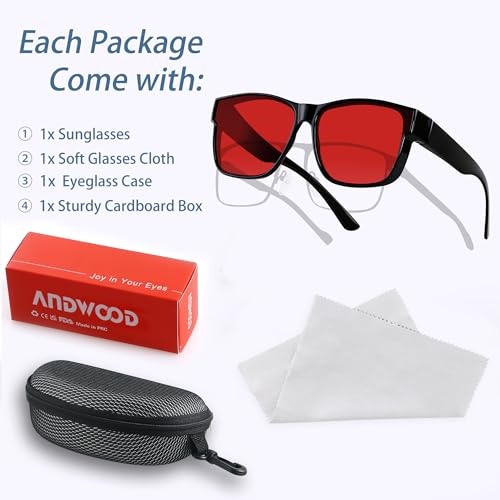 ANDWOOD Fit Over Blue Light Blocking Glasses for Women Men Fitover Computer TV Gaming AR Coatings Lens Improve Sleep
