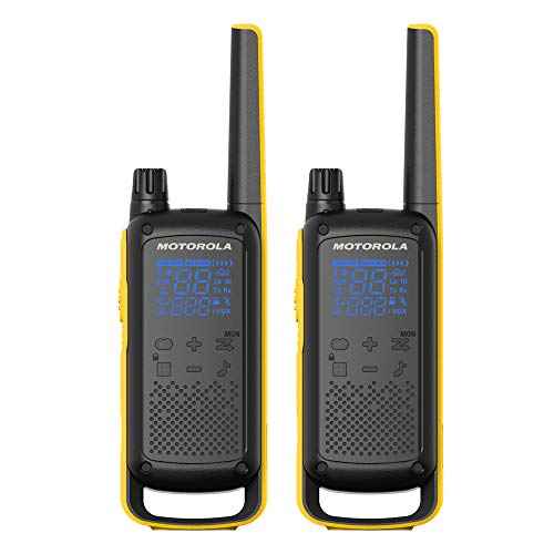 Motorola T470 Talkabout Two Way Radios, Long Range Emergency Rechargeable Waterproof Walkie Talkies 22 Channel, 35 Mile outdoor Black Yellow, 2 Pack