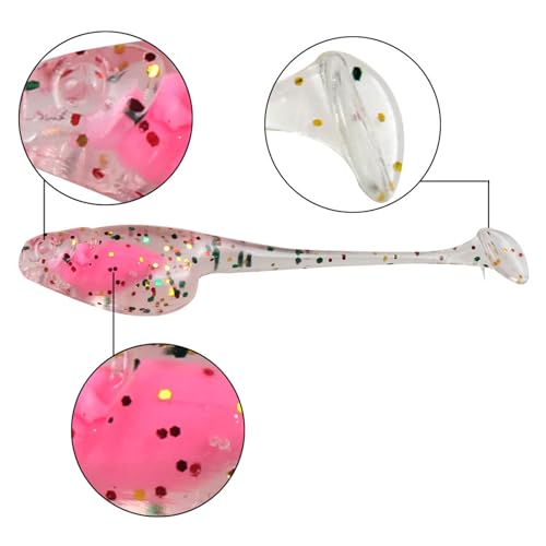 25Pcs Paddle Tail Swimbaits T Tail Baits with Storage Box Soft Fishing Lures for Trout Artificial Baits Fishing Lure