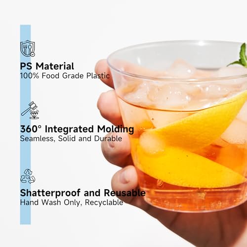 RACETOP 9 oz 200 packs Clear Disposable Plastic Cups, Durable Plastic Cups Tumblers, Perfect for Parties, Wedding and Fest...