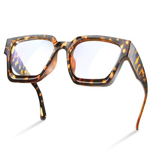 livho Oversized Blue Light Blocking Glasses for Woman and Men - Rectangle Fashion Glasses for Computer, Chic Preppy Frame