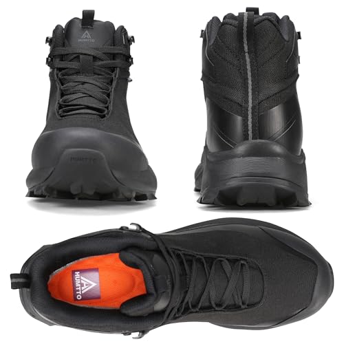 HUMTTO Men's Waterproof Hiking Boots Lightweight Breathable Mid Ankle Trekking Trail Shoes Anti-Slip Work Boots for Backpa...