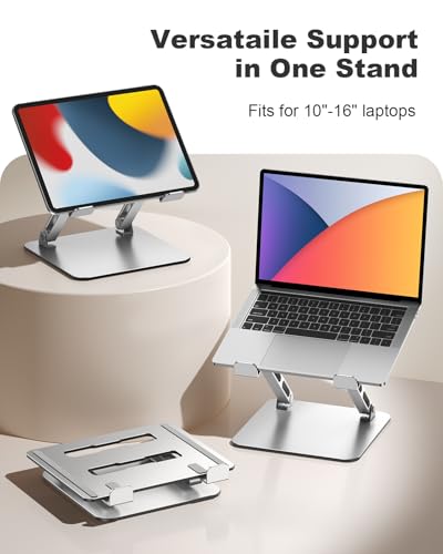 RIWUCT Ergonomic Laptop Stand, Dual-Bar Support & Height Adjustable Laptop Riser Holder for Desk, Ventilated & Portable Co...
