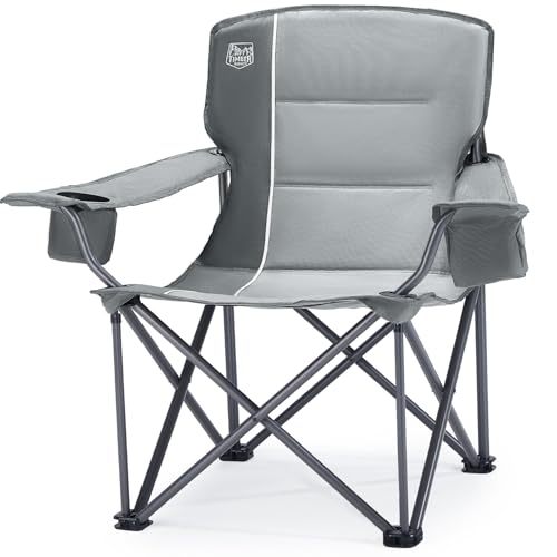 TIMBER RIDGE Oversized Folding Camping Chair for Adults, Support 550 LBS Heavy Duty with Cup Holder Side Pocket for Campin...