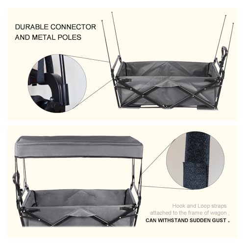 YEEDOIDO C2 Canopy for Wagon Attachment, Awning Shade Cover for Kids Folding Collapsible Beach Utility Grocery Push Pull W...