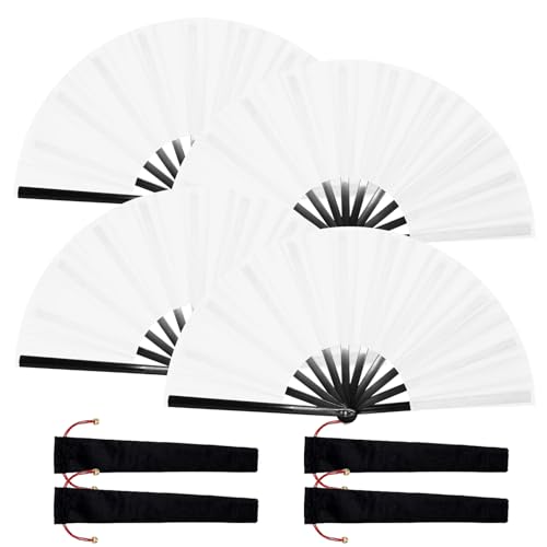 Huniruyo Large Clap Fans for Line Dancing Folding Hand Rave Fan Nylon Cloth Foldable for Line Dancing Festival Craft Dance...
